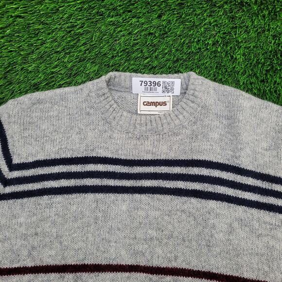 Vintage 80s Campus MOD Sweater Large 21x26 Gray - Picture 3 of 9